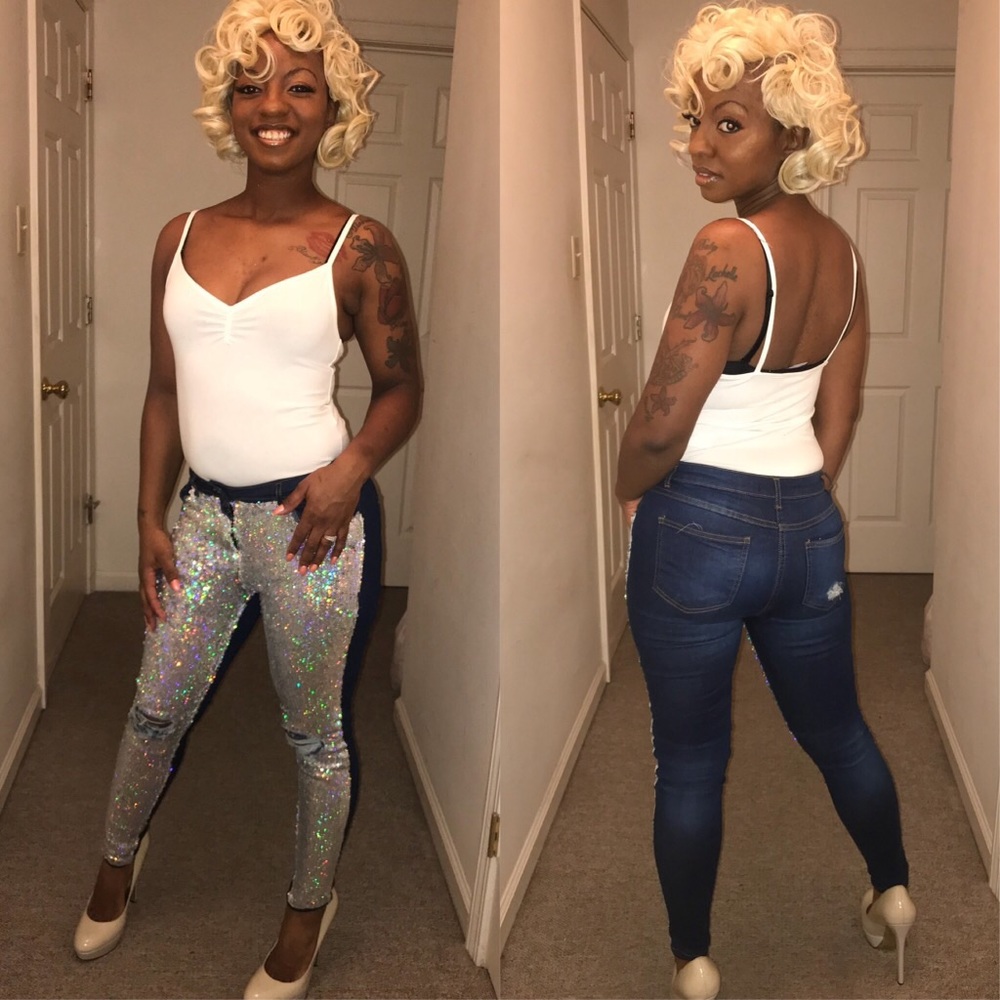 Sequins blue jeans